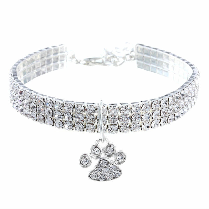 Collier Pendentif Chat En Strass Avec Chaîne 50 Cm - Neuf Avec étiquettes